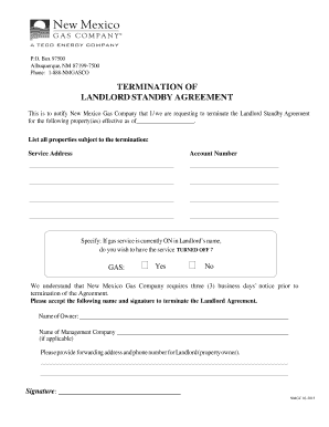 Termination of Landlord Standby Agreement