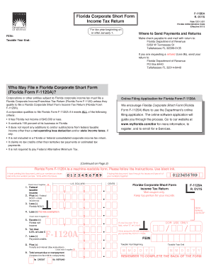Florida Corporate Short Form Income Tax Return