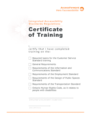 Integrated Accessibility Standards Training Certificate