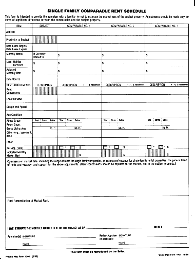 Freddie Mac 1000 Fannie Mae 1007 1988 2021 Fill And Sign Printable 