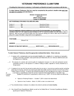 Veterans' Preference Claim Form