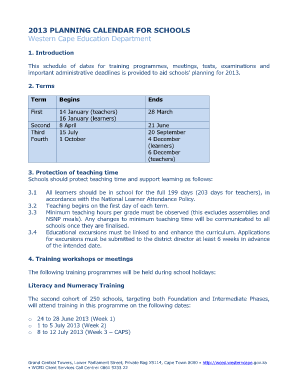 Printable day planner - wced ctli calendar 2013 form