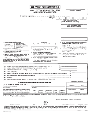 City of Wilmington Net Profits Tax Return