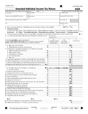 California Amended Individual Income Tax Return 540X