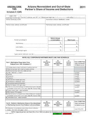 Arizona Nonresident Schedule K-1(NR) Form