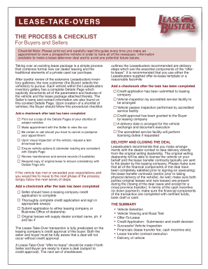 Lease-Take-Over Process Checklist