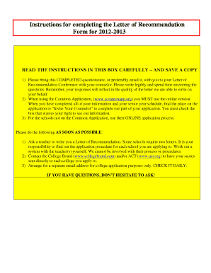 Letter of Recommendation Form