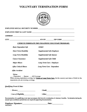Voluntary Termination Form