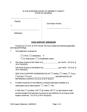 Child Support Addendum