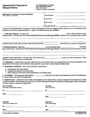 Agreement For Payment of Deliquent Rent - portal hud