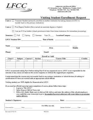 Visiting Student Enrollment Request