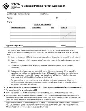 Residential Parking Permit Application
