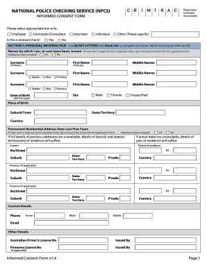 National Police Check Informed Consent Form