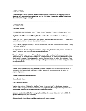 Television Show Proposal Form