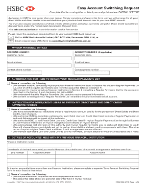 HSBC Easy Account Switching Request
