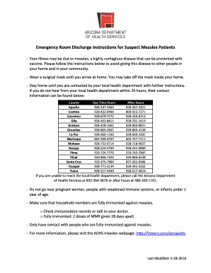 Fillable Online Emergency Room Discharge Instructions for Suspect ...