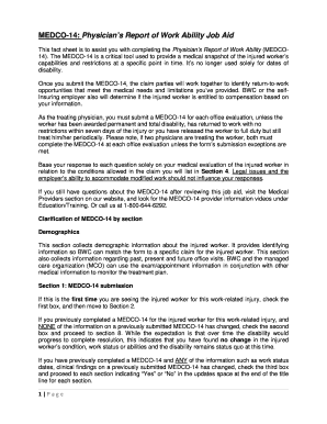fillable online medco 14 physicians report of workability provider medco 14 form