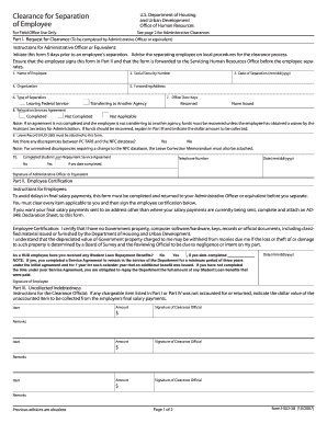 Clearance for Separation Form