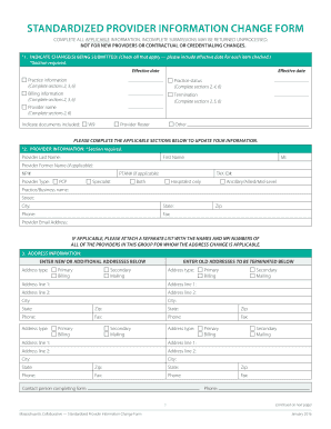 Standardized Provider Information Change Form