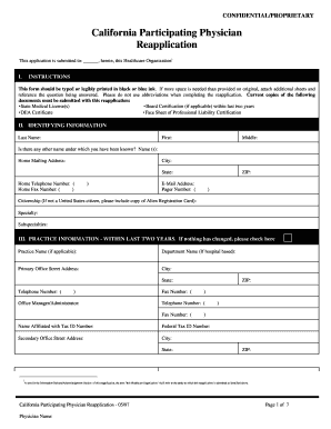 California Participating Physician Reapplication