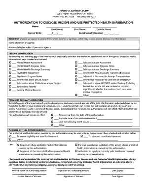 Authorization to Disclose Protected Health Information