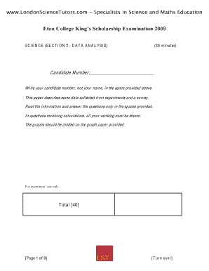 Science Data Analysis Exam