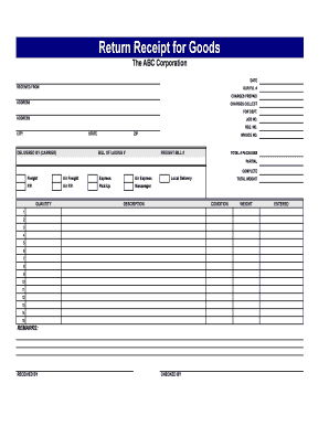 Return Receipt for Goods