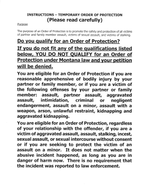 Temporary Order of Protection Application