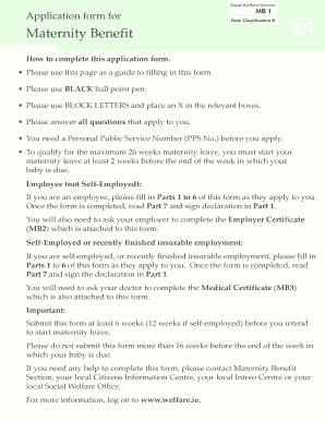 Maternity Benefit Application Form