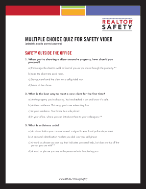 REALTOR Safety Multiple Choice Quiz