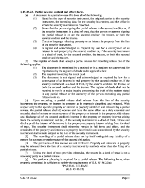 Partial Release of Security Instrument