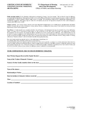 HUD-50066 Certification of Domestic Violence