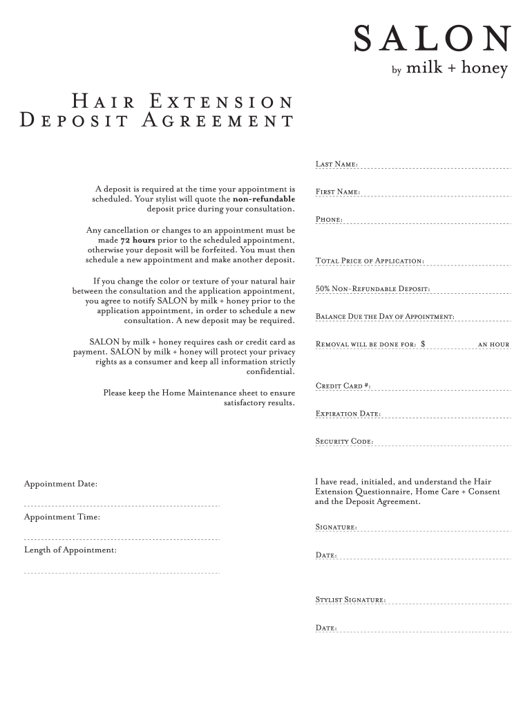 Hair Extension Contract Template Fill Online, Printable, Fillable