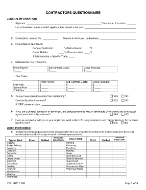 contractors supplemental questionnaire fillable app form