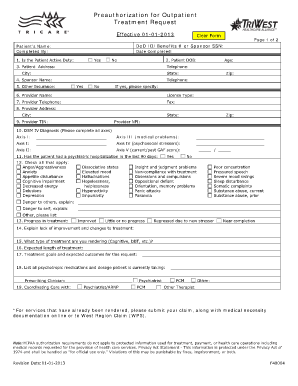 Preauthorization for Outpatient Treatment Request
