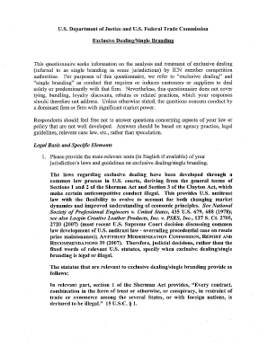 Exclusive sales agreement pdf - U.S. Department of Justice and U.S. Federal Trade Commission - internationalcompetitionnetwork