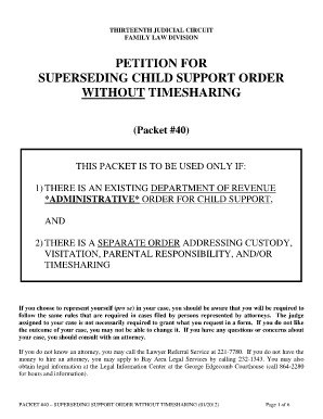 Child custody affidavit examples - superseding child support order florida