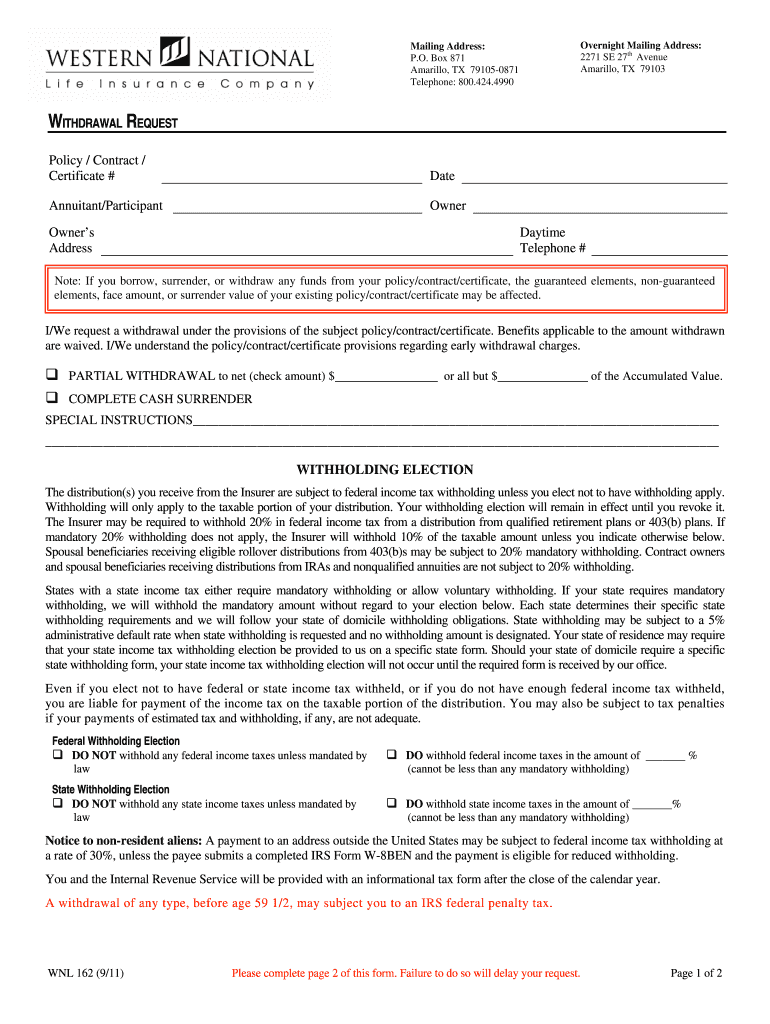 american general life insurance withdrawal request form agl 162 12 19