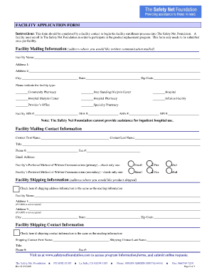 Facility Application Form