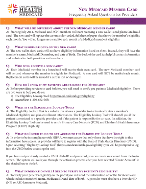 Fillable Online New Medicaid Member Card FAQ's for Providers Fax Email ...