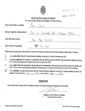 Arizona Financial Disclosure Statement