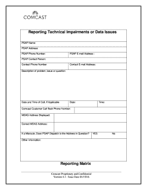 Comcast Technical Impairment Report Form