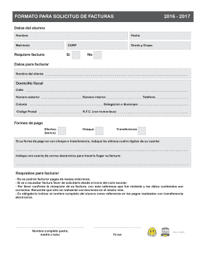 FORMATO PARA SOLICITUD DE FACTURAS