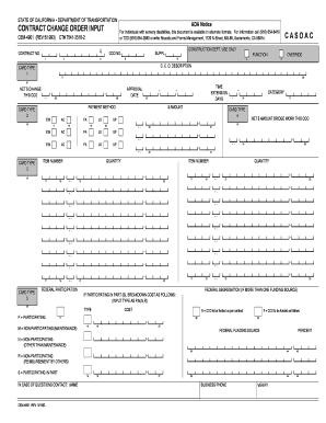 California Contract Change Order Form