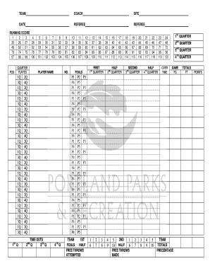 Basketball Score Sheet