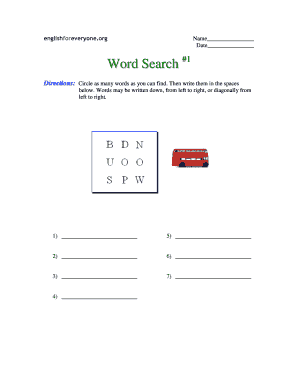 Word Search Worksheet