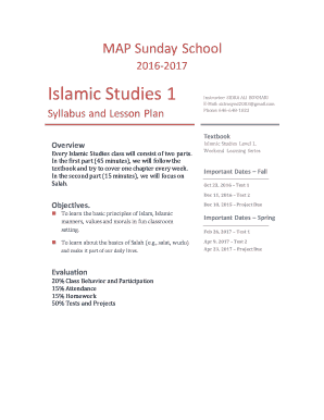 Islamic Studies 1. Syllabus and Lesson Plan
