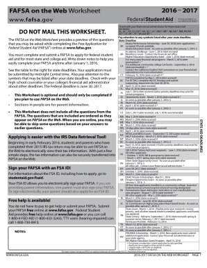 FAFSA on the Web Worksheet 2016-2017
