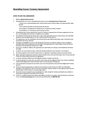 Boarding House Tenancy Agreement