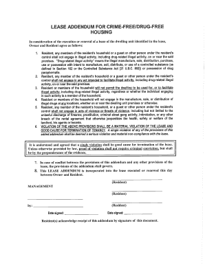 Crime-Free Drug-Free Housing Lease Addendum